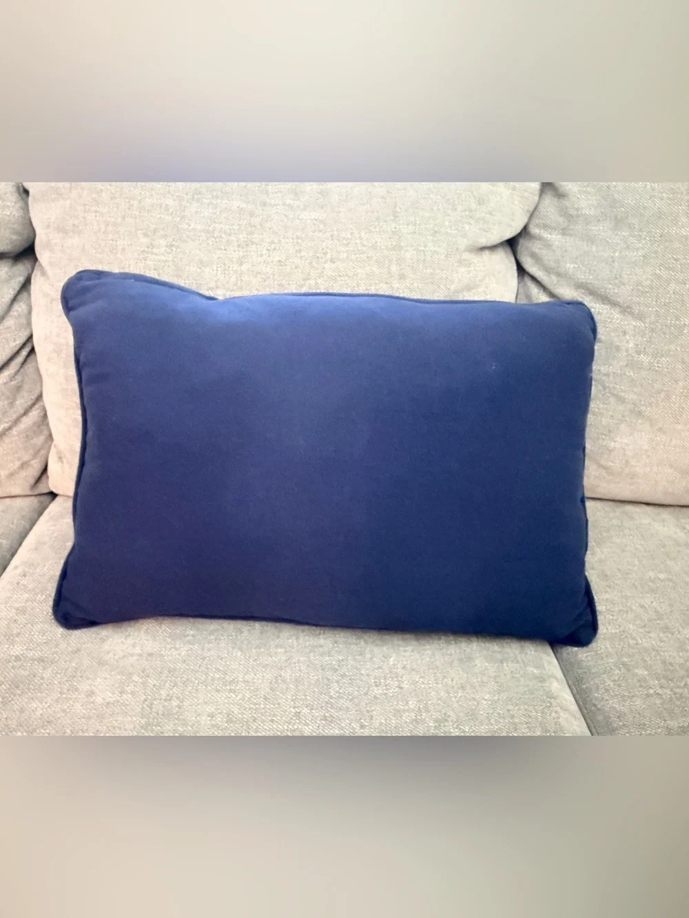 World Market Navy Blue Marbled Velvet Lumbar Pillow 24x16